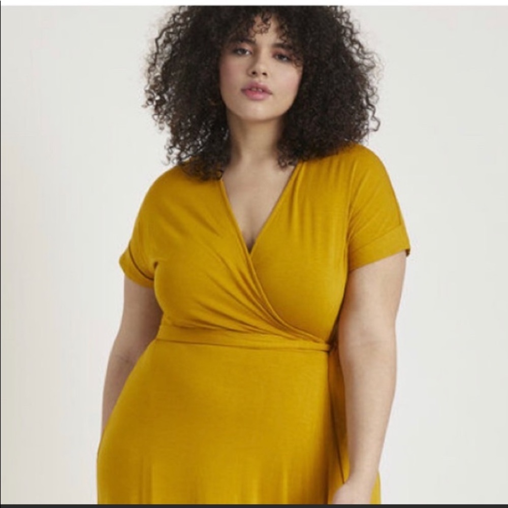 Eloquii yellow wrap dress